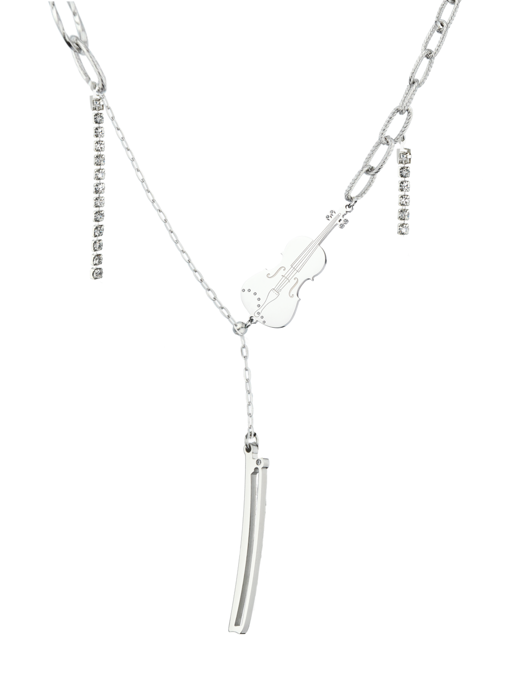 Violin/Cello & Bow Y-Drop Necklace