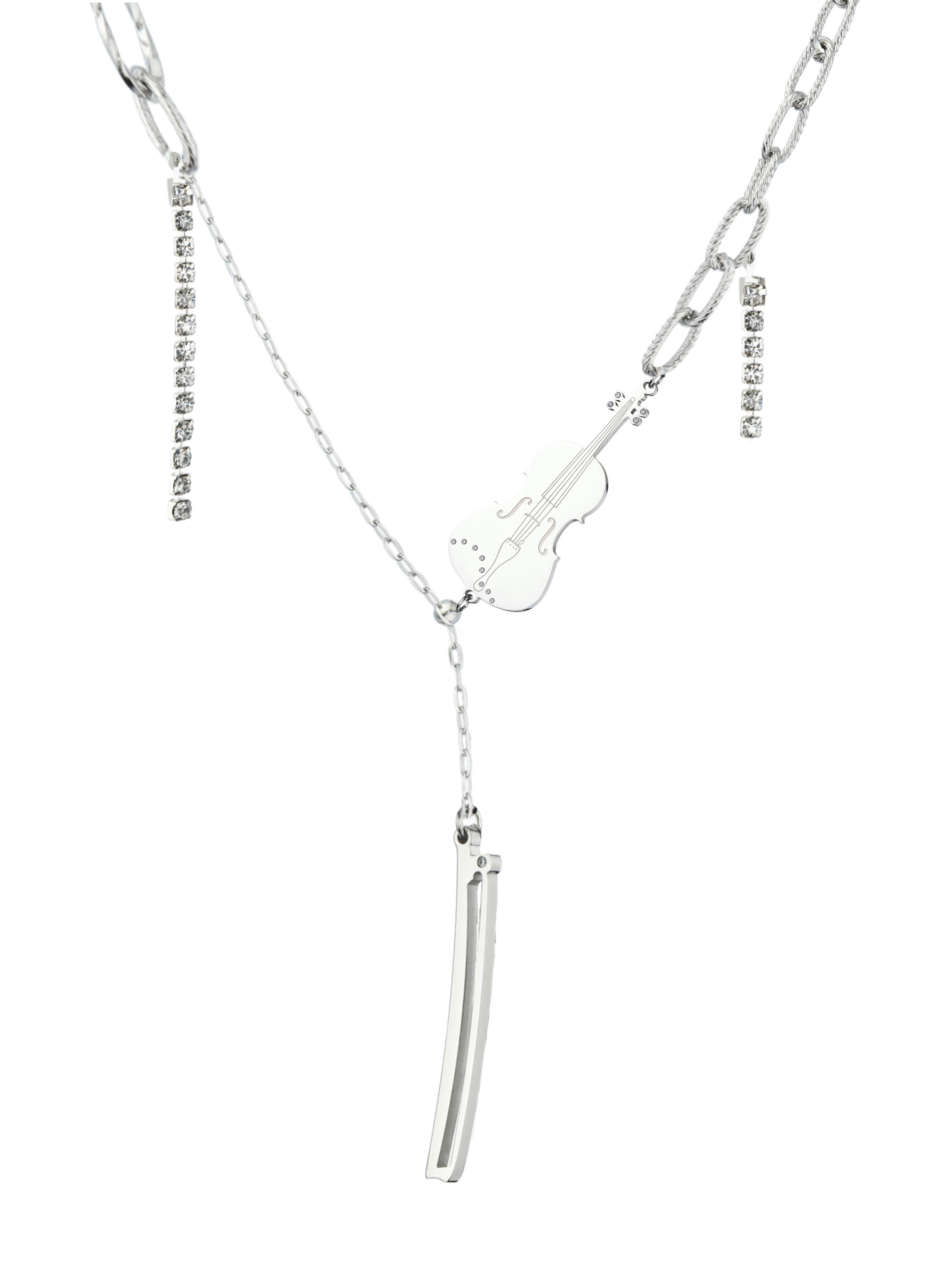 Violin & Bow Y-Drop Necklace