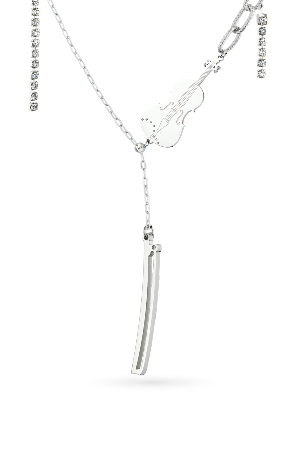 Violin/Cello & Bow Y-Drop Necklace