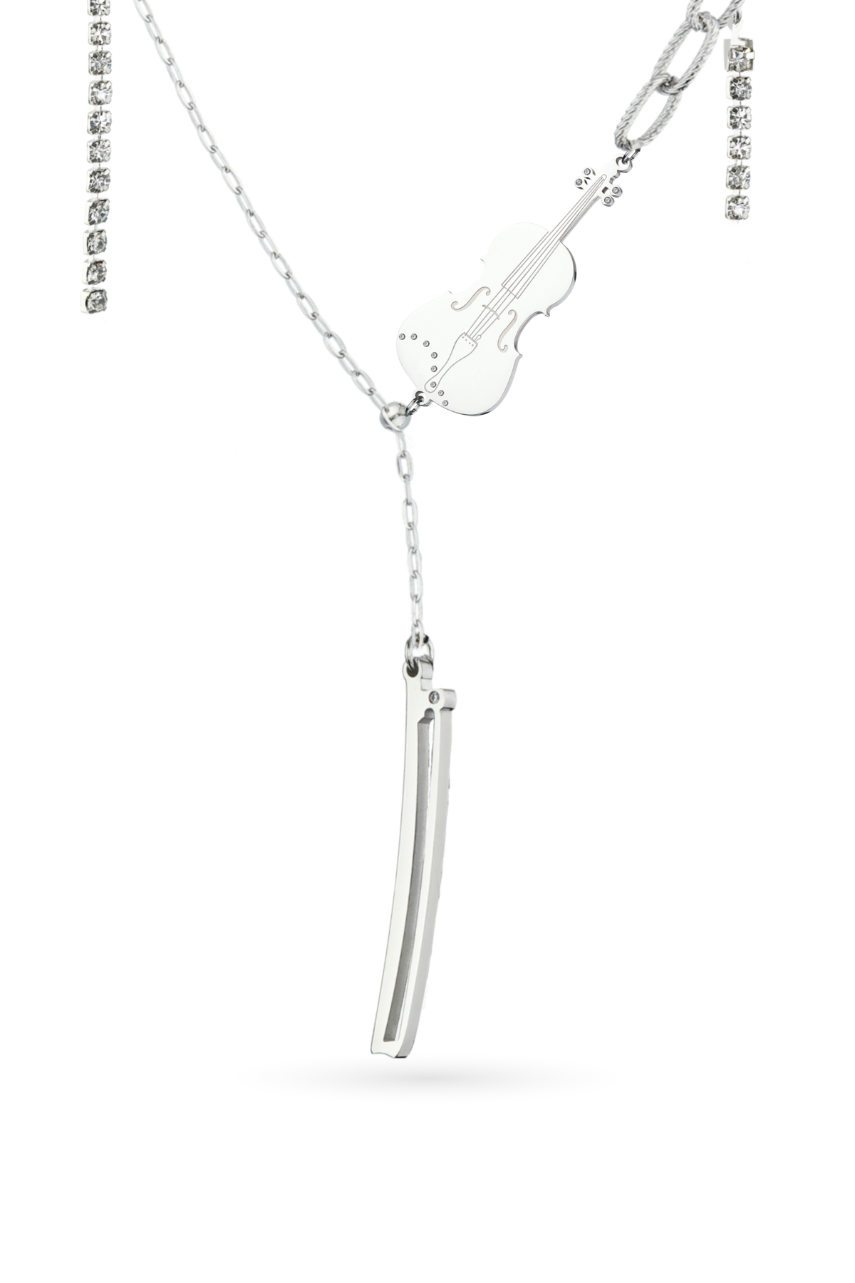 Violin/Cello & Bow Y-Drop Necklace
