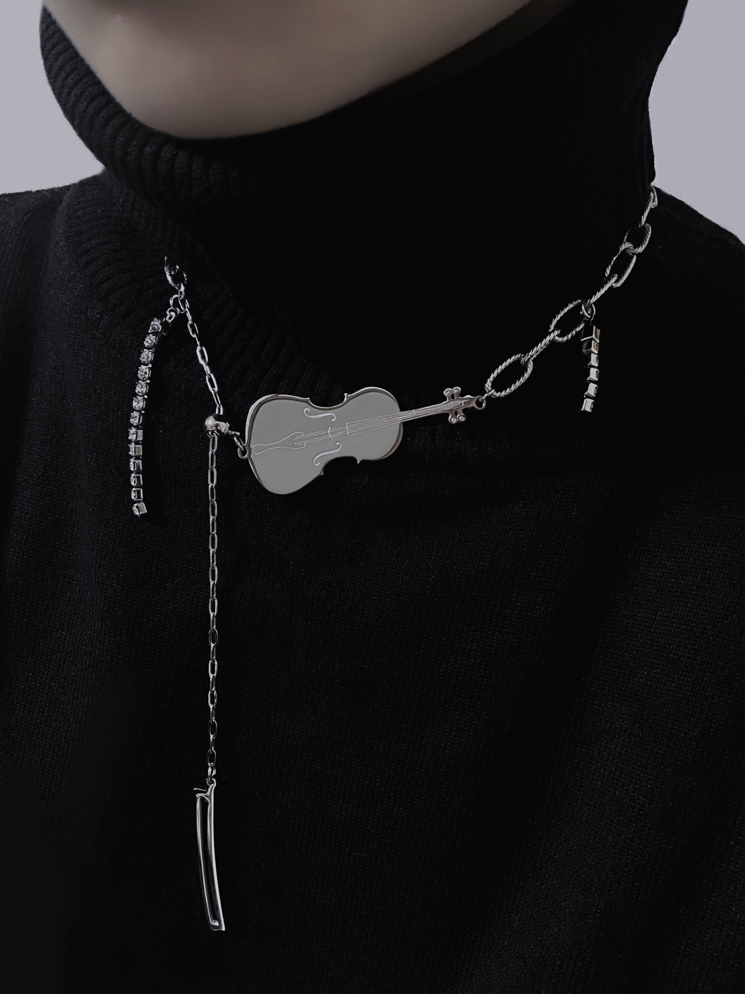 Cello & Bow Y-Drop Necklace
