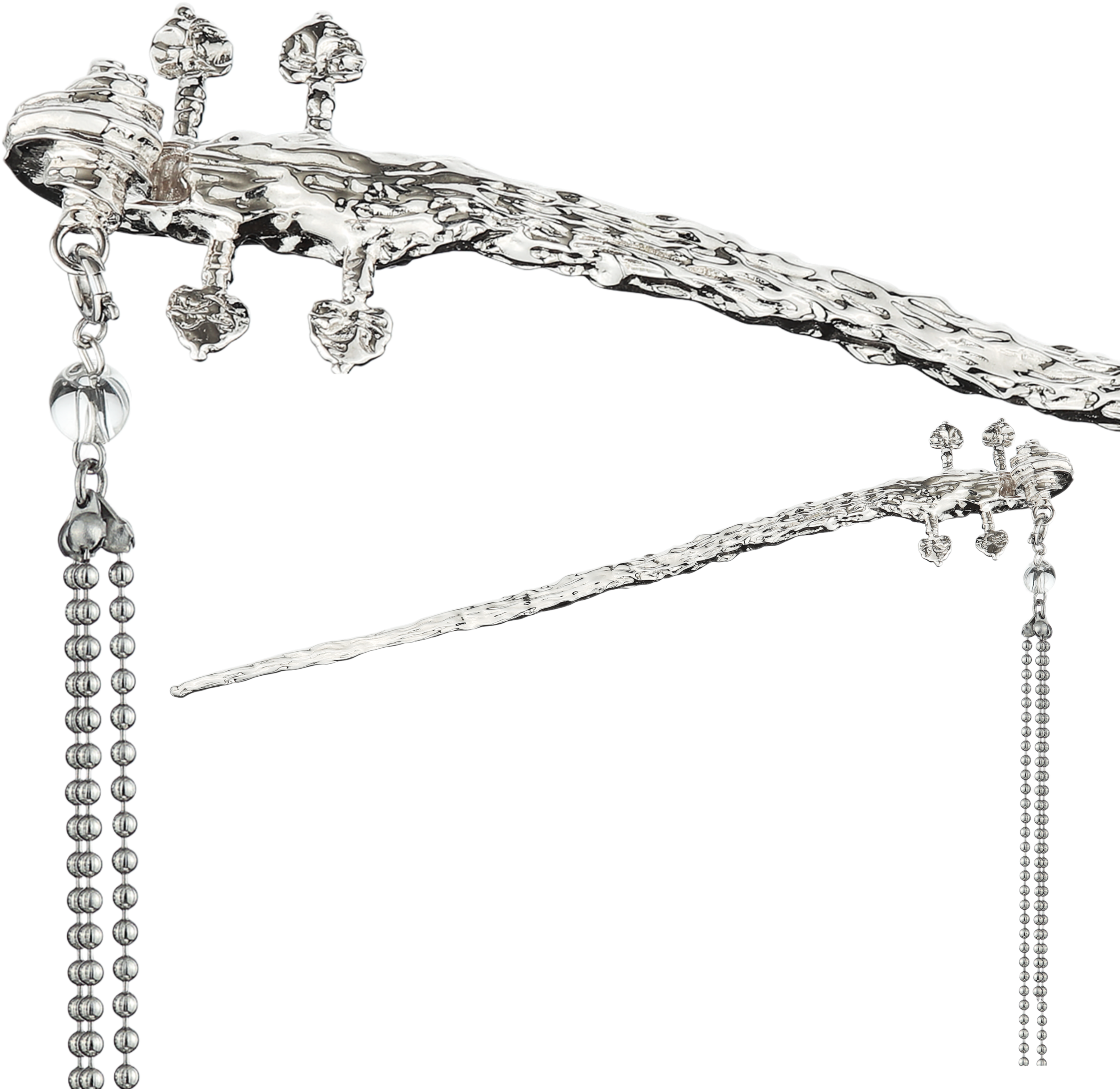 Silver Violin Tassel Hairpin